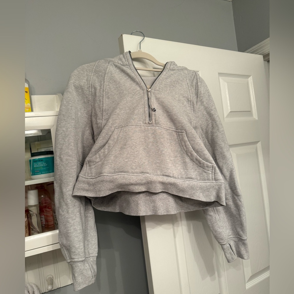 Scuba Oversized Half-Zip Hoodie - size M/L - Heathered Core Ultra Light Grey